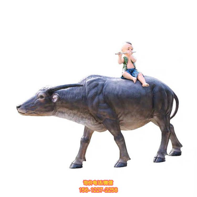 農耕牧童水牛玻璃鋼雕塑