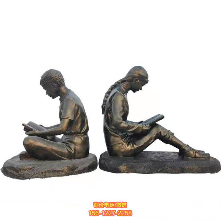 玻璃鋼看書(shū)人物雕塑，為校園廣場(chǎng)帶來(lái)景觀美感