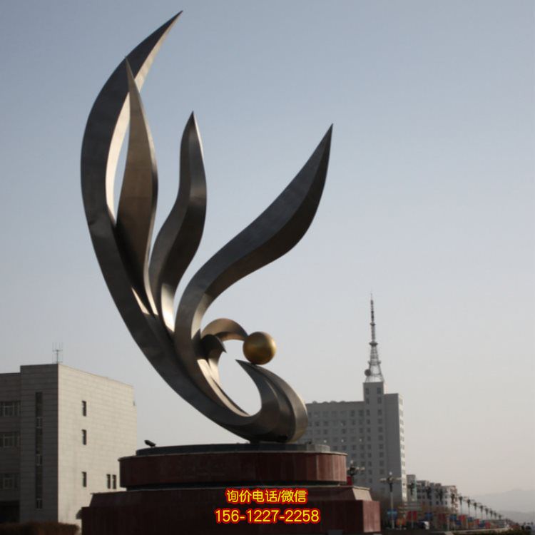 不銹鋼抽象鳳凰雕塑，景觀烤漆噴漆