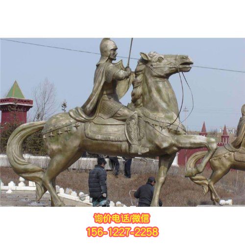 不銹鋼騎馬人物雕塑，為園林廣場景觀增添精彩