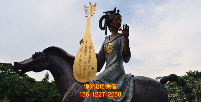 騎馬雕塑-公園銅雕拿琵琶古代美女騎馬雕塑 騎馬雕塑-公園銅雕拿琵琶古代美女騎馬雕塑
