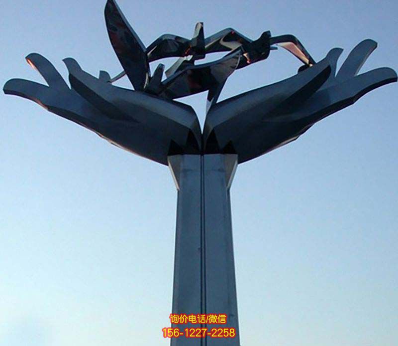 鴿子雕塑-不銹鋼白鋼創(chuàng)意手捧鴿子雕塑 鴿子雕塑-不銹鋼白鋼創(chuàng)意手捧鴿子雕塑