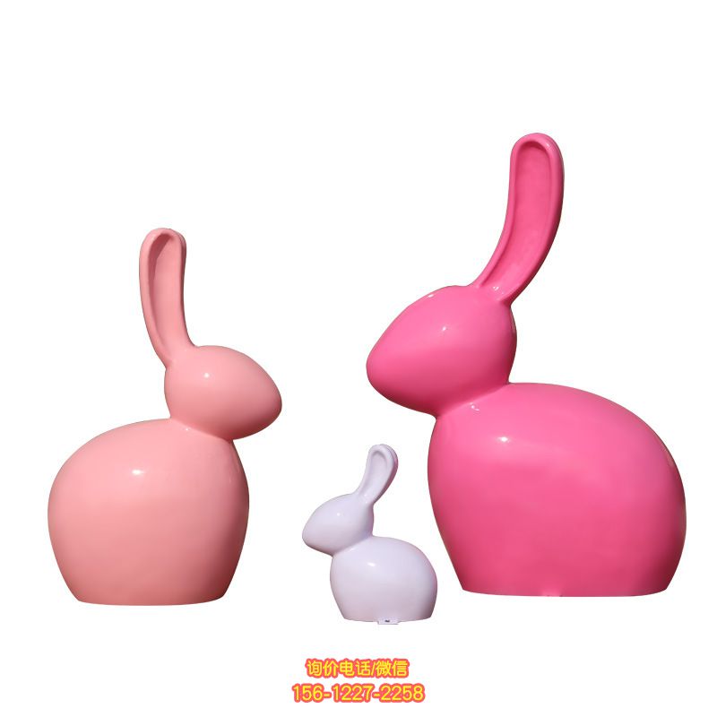 兔子雕塑-室內(nèi)三只玻璃鋼抽象兔子雕塑 兔子雕塑-室內(nèi)三只玻璃鋼抽象兔子雕塑