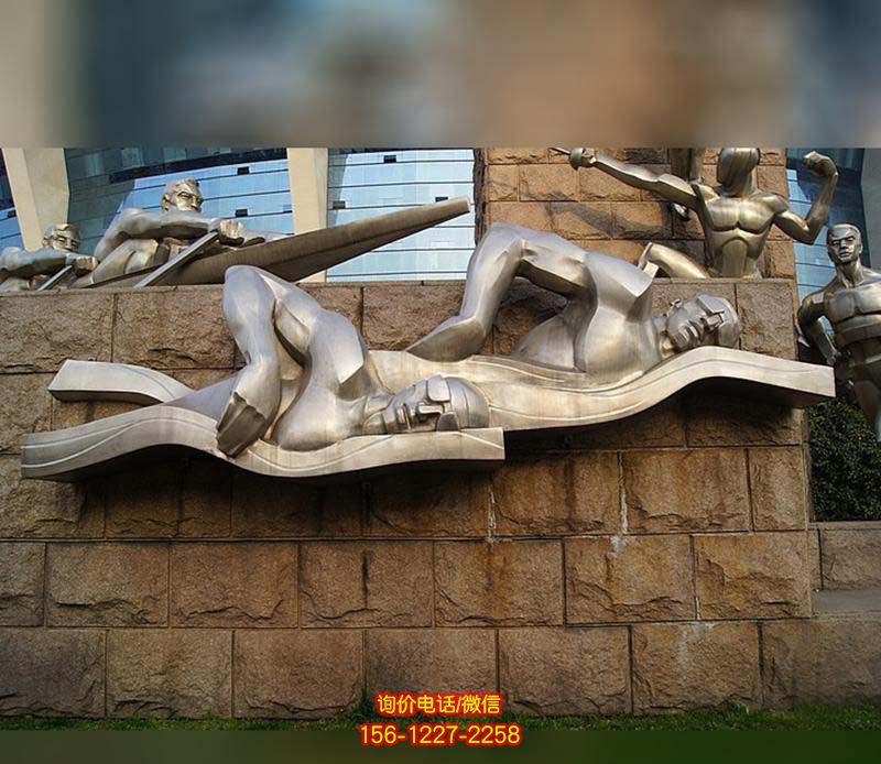 城市小區街邊擺放不銹鋼游泳運動員不銹鋼雕塑