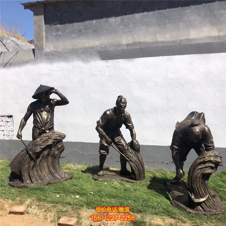 農(nóng)耕玻璃鋼仿銅農(nóng)耕收獲的情景人物雕塑