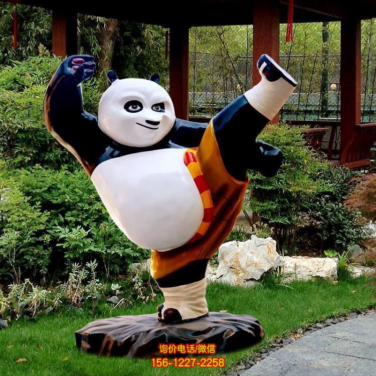廣場玻璃鋼卡通功夫熊貓?jiān)煨? 卡通人物景觀擺件