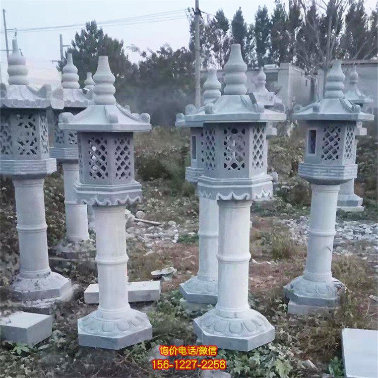 寺廟景觀石燈 中式仿古大理石雕燈塔 戶(hù)外照明石燈籠 雕塑