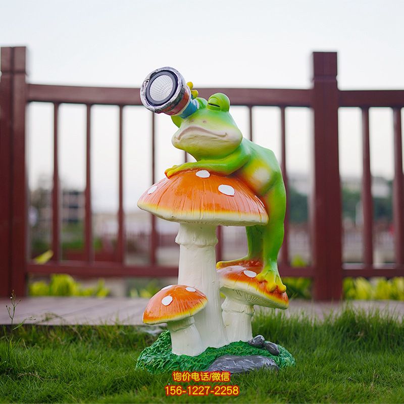 太陽能燈卡通青蛙蘑菇擺件模型幼兒園林動物照明蘑菇雕塑 太陽能燈卡通青蛙蘑菇擺件模型幼兒園林動物照明蘑菇雕塑