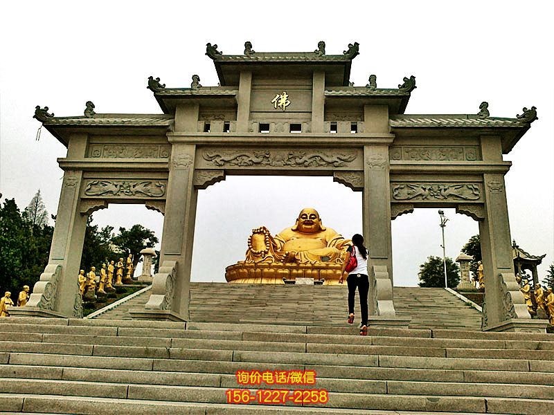 花崗巖佛教寺院三門石雕牌坊 花崗巖佛教寺院三門石雕牌坊