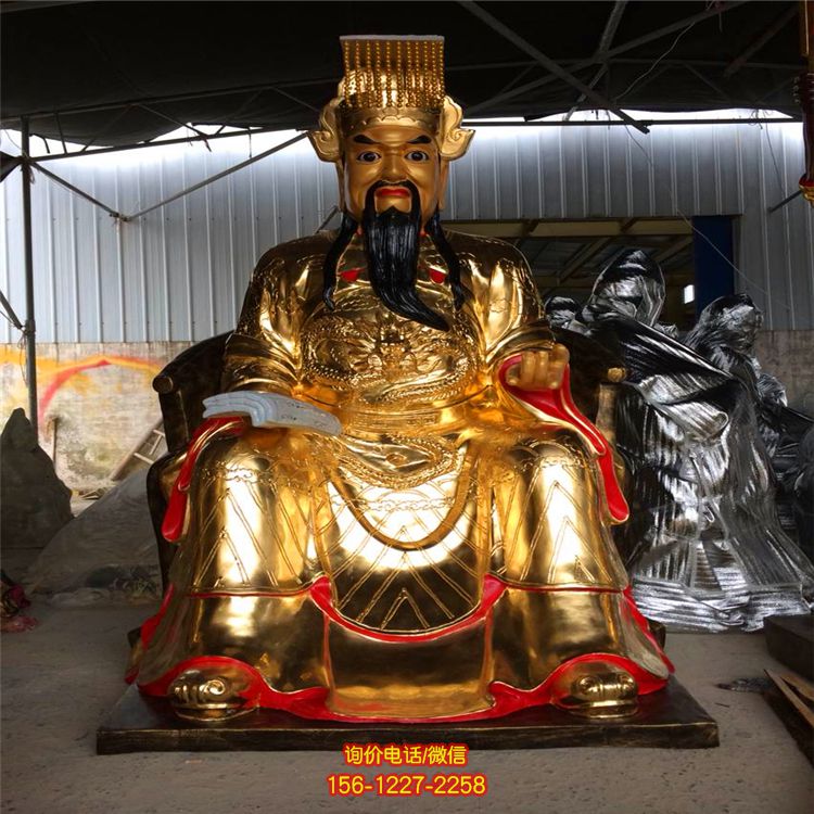 不銹鋼鏡面噴金烤漆寺廟景區判官雕塑 不銹鋼鏡面噴金烤漆寺廟景區判官雕塑