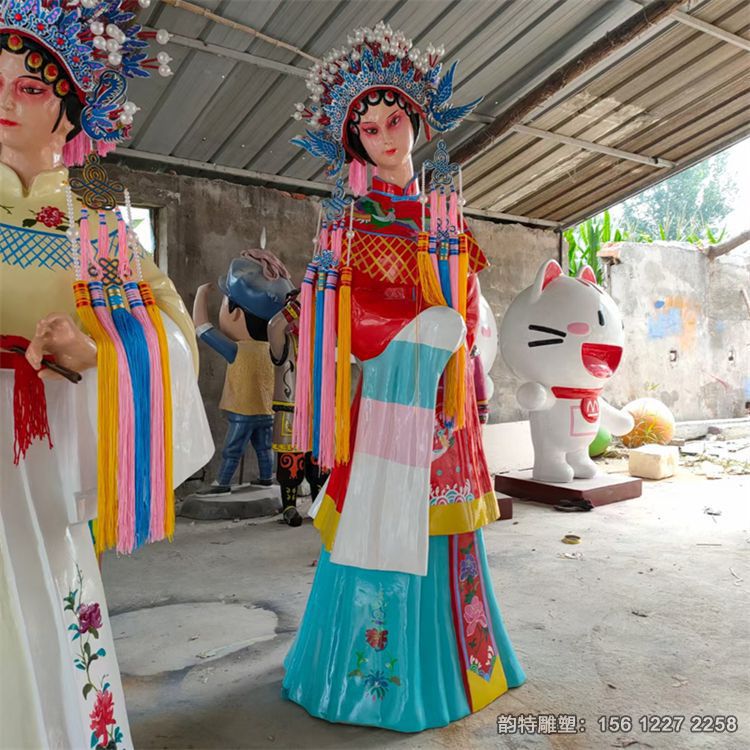 供應玻璃鋼唱戲人物雕塑，戲曲文化雕塑加工廠