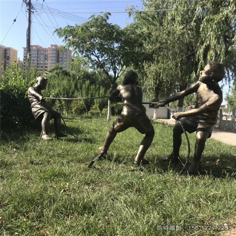 小孩拔河雕塑04 小孩拔河雕塑04