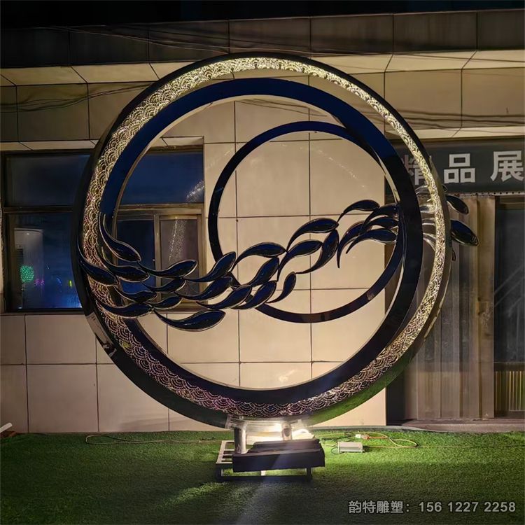 不銹鋼月亮圓環雕塑326