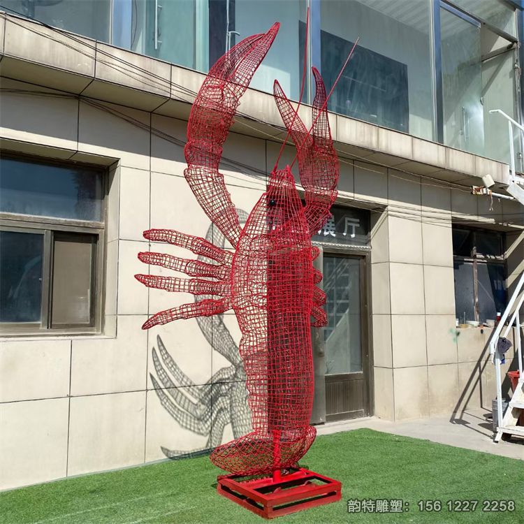 不銹鋼鏤空龍蝦雕塑加工廠，定做不銹鋼發光龍蝦雕塑