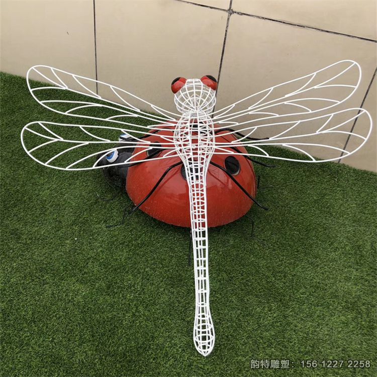發光不銹鋼蜻蜓雕塑，抽象蜻蜓雕塑加工廠家