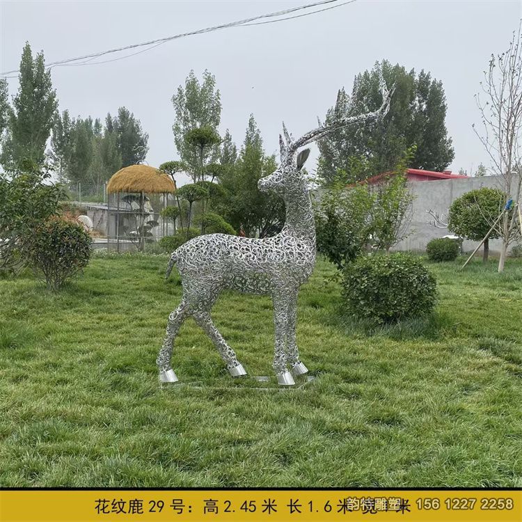 房地產(chǎn)花紋鹿雕塑擺件 發(fā)光不銹鋼鹿雕塑