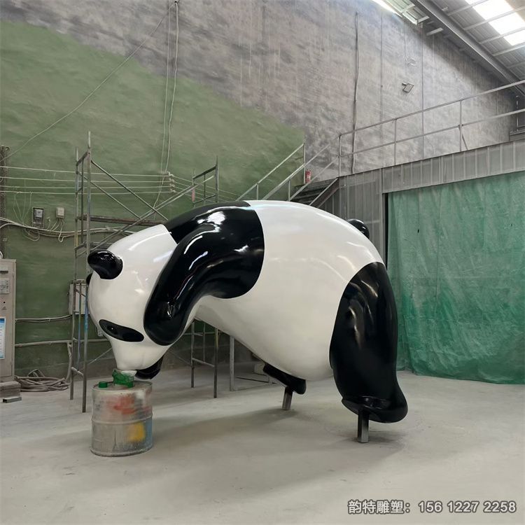 戶外園林仿真熊貓雕塑  玻璃鋼動物熊貓擺件